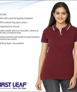 First Leaf Collar Tshirt -With Tipping For Ladies