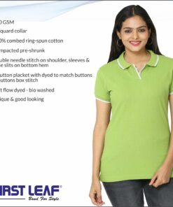 First Leaf Collar Tshirt -With Tipping For Ladies