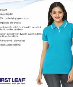 First Leaf Collar Tshirt -With Tipping For Ladies