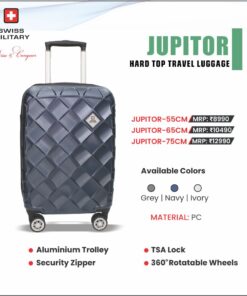 Swiss Military Jupitor - 55, 65, 75 cms - Hard Top Trolley Bag - 3 Pcs Set