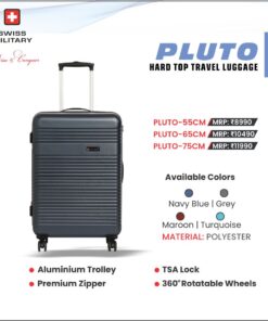 Swiss Military Pluto - 55, 65, 75 cms - Hard Top Trolley Bag - 3 Pcs Set