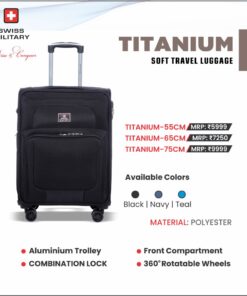Swiss Military Titanium - 55, 65, 75 cms - Soft Travel Luggage - 3 Pcs Set