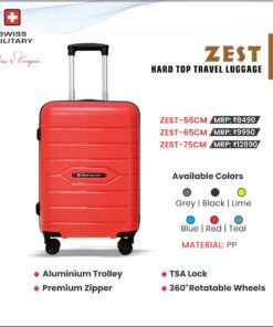 Swiss Military Zest - 55, 65, 75 cms - Hard Top Trolley Bag - 3 Pcs Set