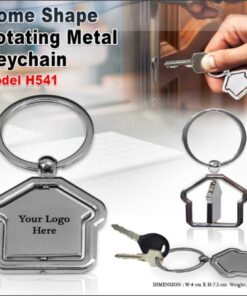 Home Shape Rotating Metal Keychain