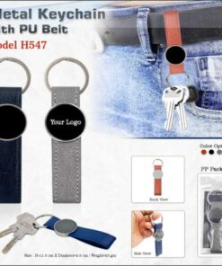 Metal Keychain With PU Belt