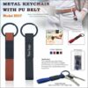 Metal Keychain with PU Belt