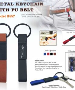Metal Keychain with PU Belt