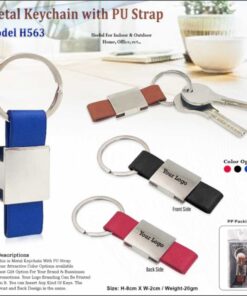 Metal Keychain with PU Strap