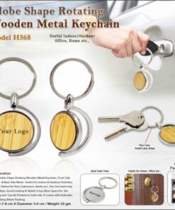 Globe Shape Wooden Keychain