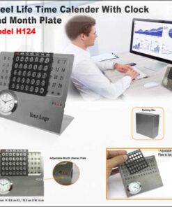 Steel Life Time Calender With Clock And Month Plate