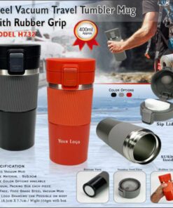 Steel Vacuum Travel Tumbler Mug With Rubber Grip