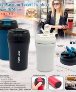 Steel Vacuum Travel Tumbler Mug With Straw