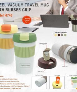 Steel Vacuum Travel Mug With Rubber Grip