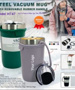 Steel Vacuum Mug With Removable Rubber Handle