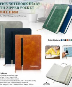 Office Notebook Diary With Zipper Pocket
