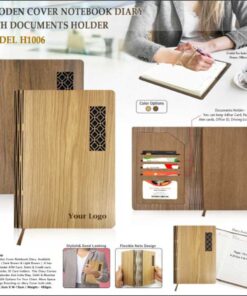 Wooden Cover Notebook Diary With Documents Holder