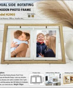 Double Side Rotating Wooden Photo Frame
