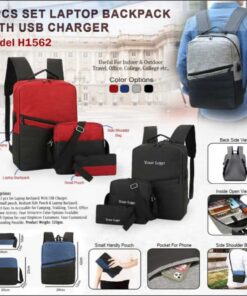 3 Pcs Set Laptop Backpack With USB Charger