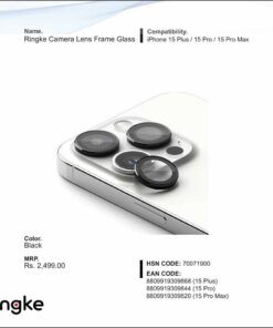 Ringke Camera Lens Frame Glass Black For Iphone 15