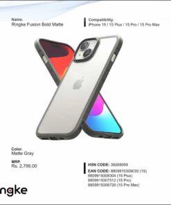Ringke Fusion Bold Matte Gray For Iphone 15
