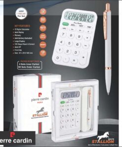 Pierre Cardin White Stallion Set Of Exclusive calculator & Ball Pen