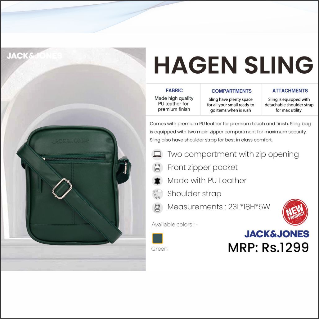 Jack and Jones Hagen Sling Bag Green Newgenn India