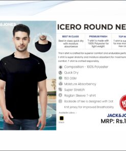 Jack and Jones Icero Round Neck Tshirt - Black