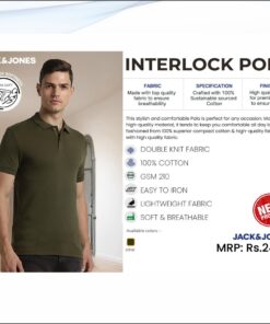 Jack and Jones Interlock Polo Tshirt - Olive