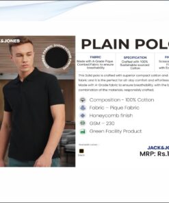 Jack and Jones Plain Polo Tshirt - Black