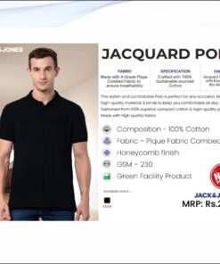 Jack and Jones Jacquard Polo Tshirt - Black