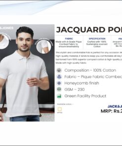 Jack and Jones Jacquard Polo Tshirt - White