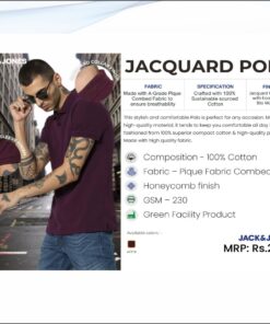 Jack and Jones Jacquard Polo Tshirt - Wine