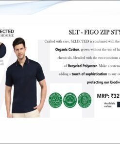 Selected Homme SLT - FIGO ZIP STYLE Tshirt - Navy Blue