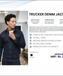 Jack and Jones Trucker Denim Jacket- Navy Blue