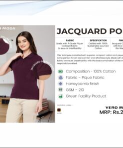 Vero Moda Jacquard Polo Tshirt - Wine