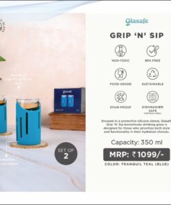 Glasafe Grip N Sip Tranquil Teal Blue - 350 ml