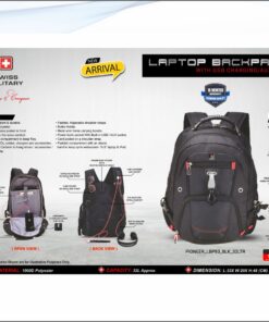 Swiss Military Pioneer Laptop Backpack With USB And Aux Port