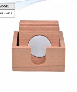 Wooden Tea Coaster With Steel Plate (Set of 6)