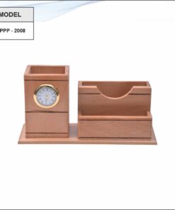 Wooden Pen Stand With VC Holder And Note Pad Holder