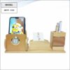 Wooden Pen Stand, VC Holder And Mobile Stand With Clock