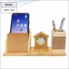 Wooden House Shape Pen Stand And Mobile Stand With Clock