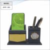 Wooden Pen Stand With Clock And Mobile Stand