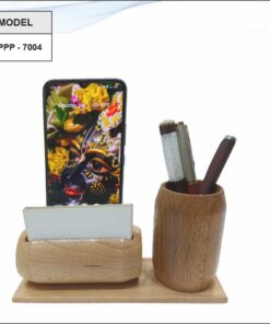 Wooden Mobile Stand With VC Holder And Pen Stand