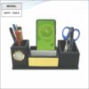 Wooden Pen Stand With Clock, Note Pad Holder And Mobile Stand