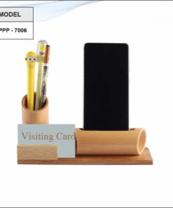 Wooden Natural Mobile Speaker With VC Holder And Pen Stand