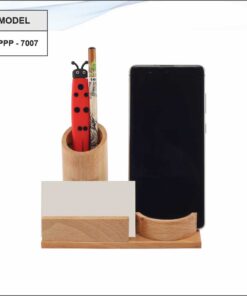 Wooden Mobile Stand With VC Holder And Pen Stand