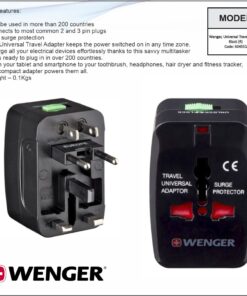 Wenger, Universal Travel Adapter, Black