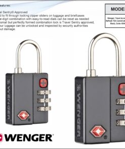 Wenger,Travel Accessories Refresh, TSA Combination Lock, Black