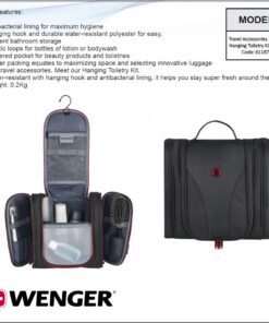 Wenger Travel Accessories Refresh, Hanging Toiletry Kit, Black