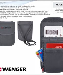 Wenger, Travel Document RFID Neck Pouch Grey